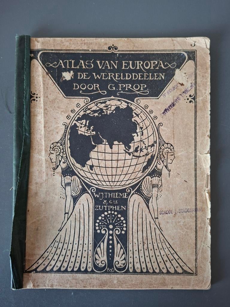 Atlas van Europa en de Werelddelen - G. Prop (ca. 1930), Boeken, Gelezen, Overige atlassen, 1800 tot 2000, Wereld
