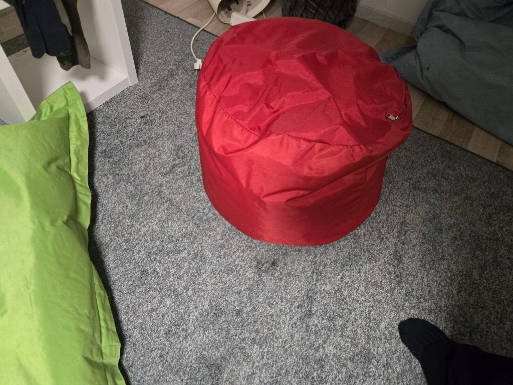 Zitzak rood rond - beanbag poef, Ophalen, Gebruikt, Rood, Zitzak
