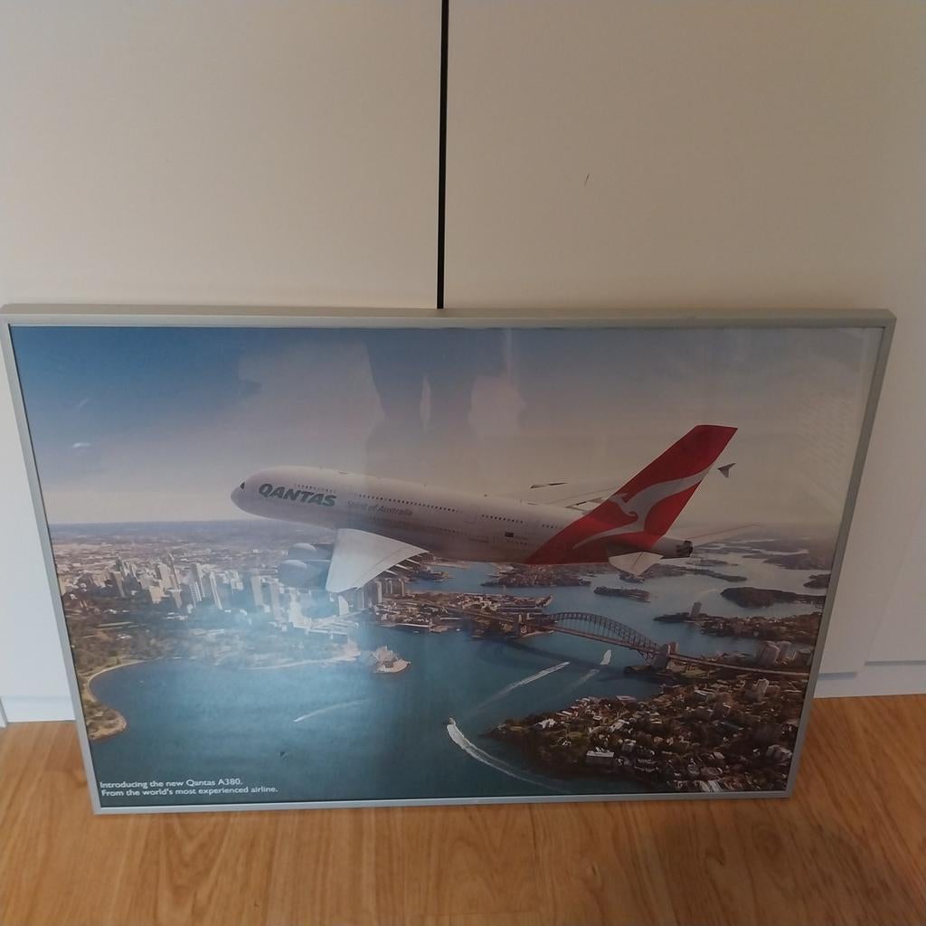 Qantas A380 poster in lijst - Vliegtuig poster, Ophalen, Met lijst, Rechthoekig Liggend, Zo goed als nieuw