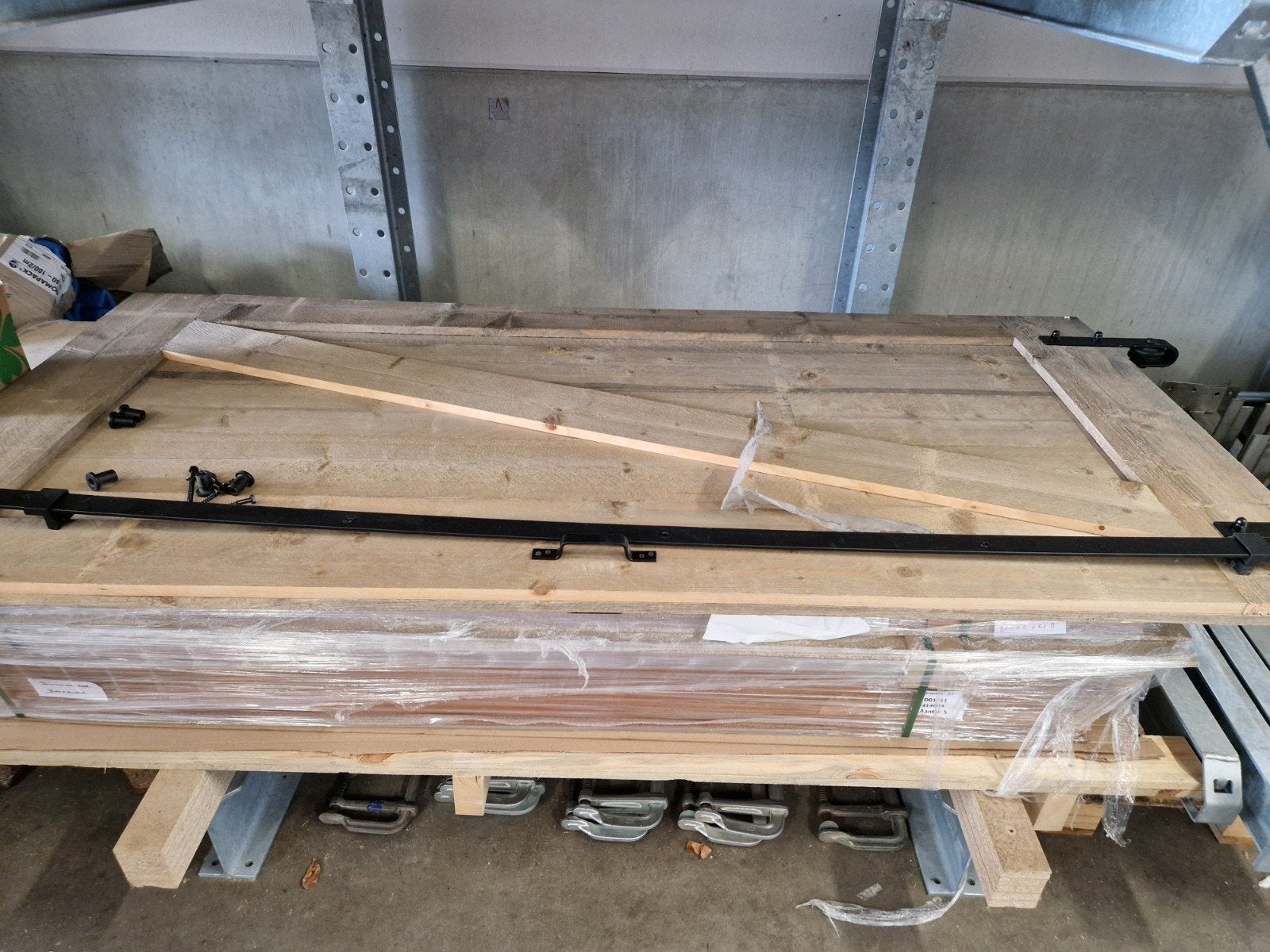 Schuifdeur Steigerhout 100x215cm -, Ophalen, 80 tot 100 cm, 215 cm of meer, Binnendeur