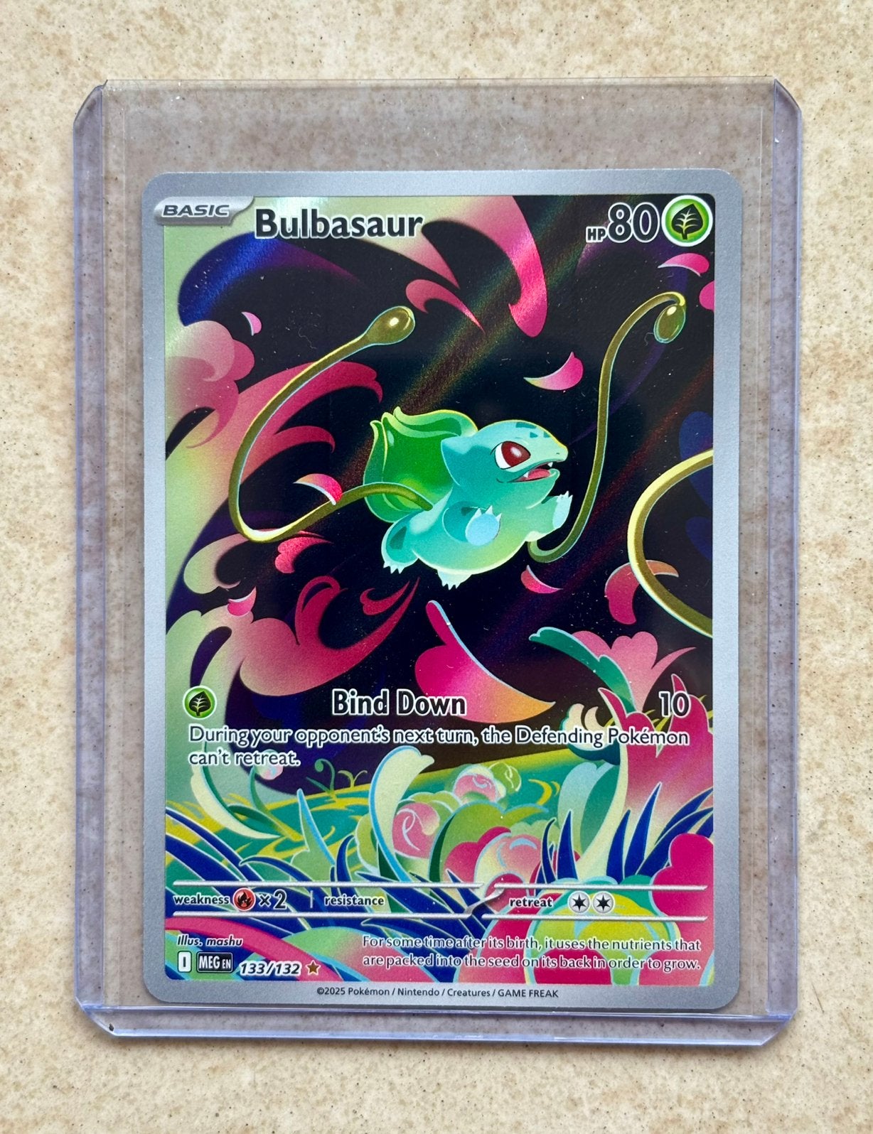 Bulbasaur 133/132 Pokemon. (Nieuwstaat), Ophalen of Verzenden, Zo goed als nieuw, Losse kaart, Foil