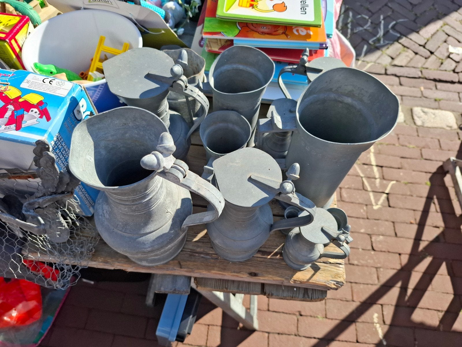 Antieke tinnen kannen en kruiken - Diverse maten, Ophalen of Verzenden