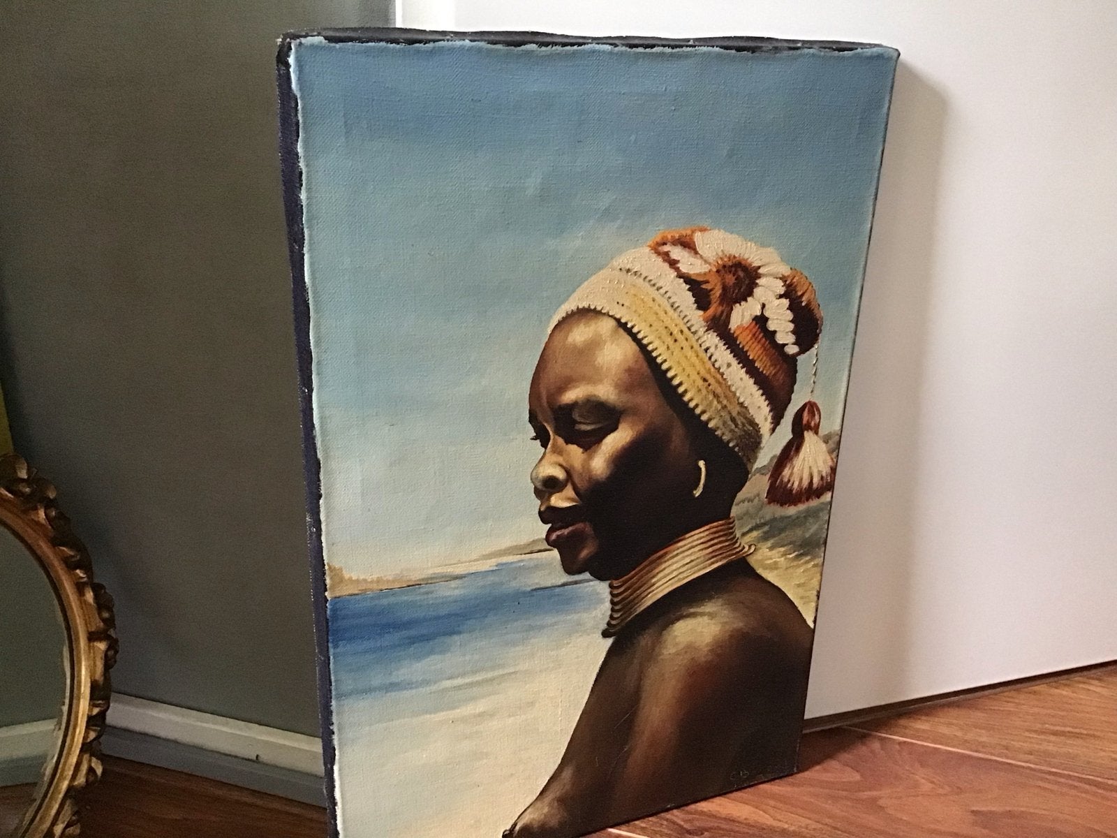 Schilderij Afrikaanse vrouw - Niet-Westerse kunst, Schilderij, Afrika, Meerkleurig, Geschilderd