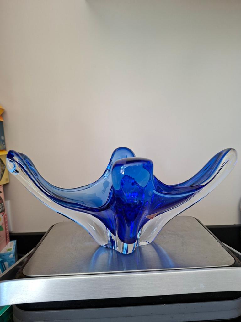 Vintage Murano Kobaltblauwe Mondgeblazen Glazen Schaal, Ophalen of Verzenden