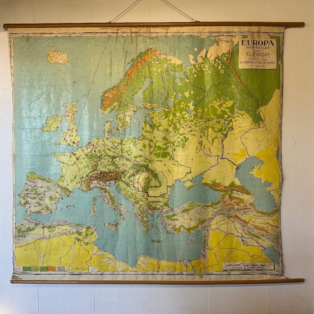 Grote Oude Landkaart Europa Schoolkaart, Europa Overig, Landkaart, 1800 tot 2000, Ophalen