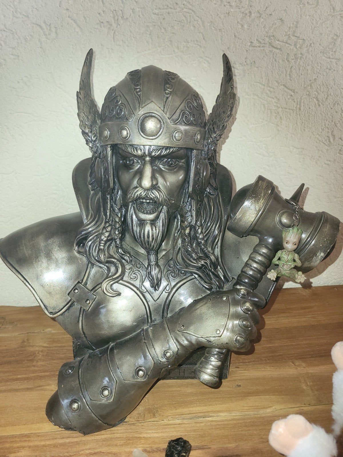 Gedetailleerde Buste van Thor met Hamer, Zilver, Buste, Ophalen of Verzenden, Handgemaakt