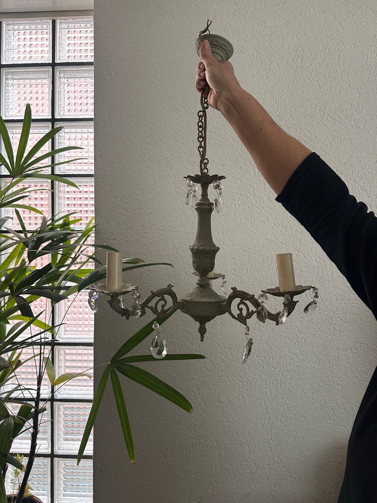 Kroonluchter met kristallen hangers van Sissy Boy, Ophalen, Zo goed als nieuw