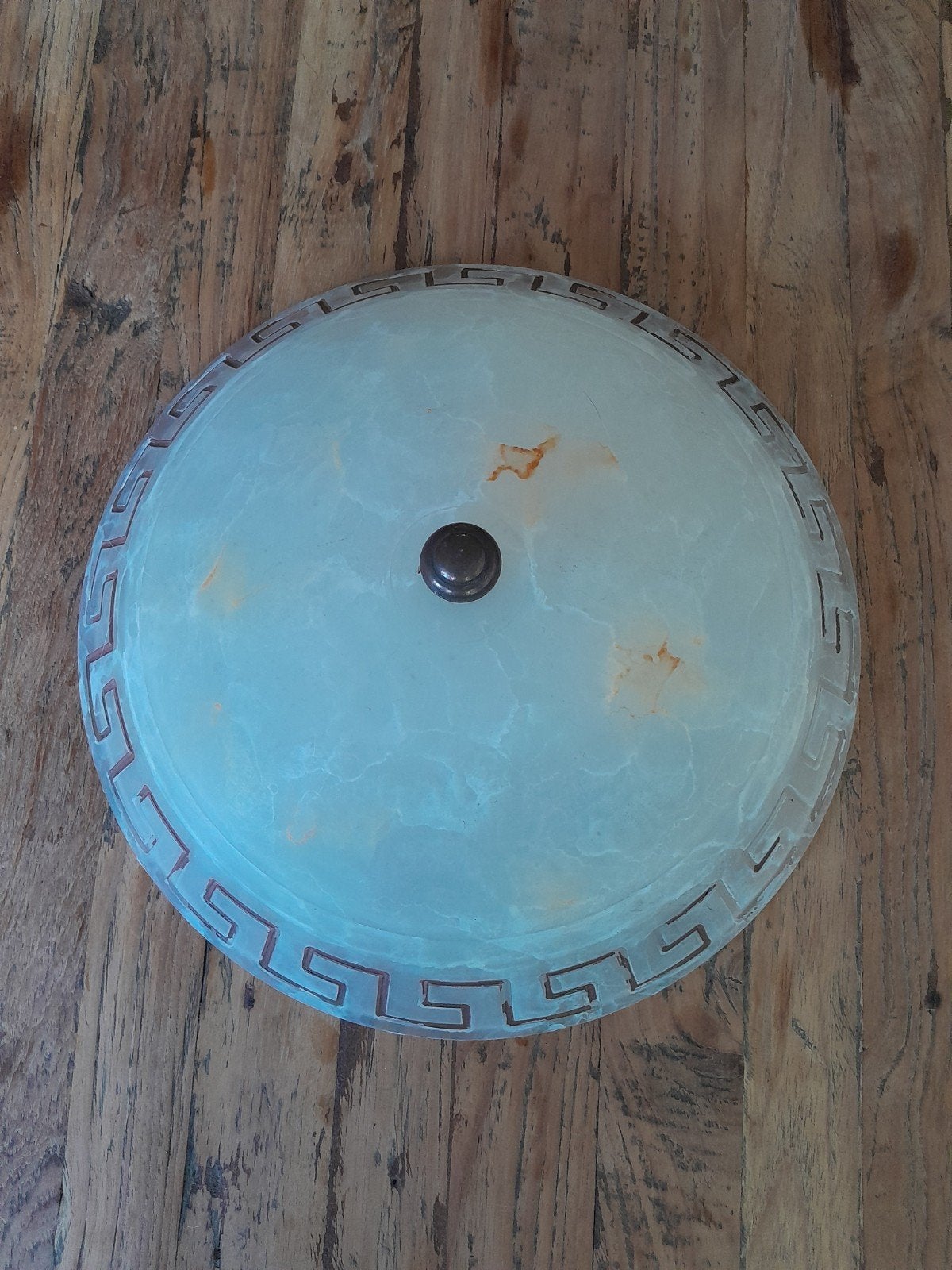 Plafondlamp met Grieks patroon - diameter 30 cm, Ophalen, Gebruikt, Glas, Plafondlamp