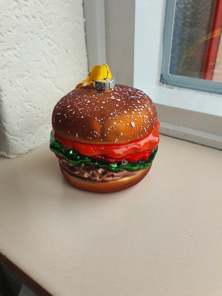 De Beren glazen kerstbal hamburger – 9 cm, Ophalen of Verzenden, Nieuw