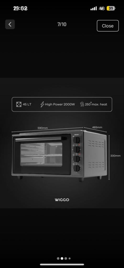 Wiggo Mini-oven met kookplaten - Compact en Krachtig, Minder dan 45 cm, Overige merken, Hete lucht, Ophalen of Verzenden