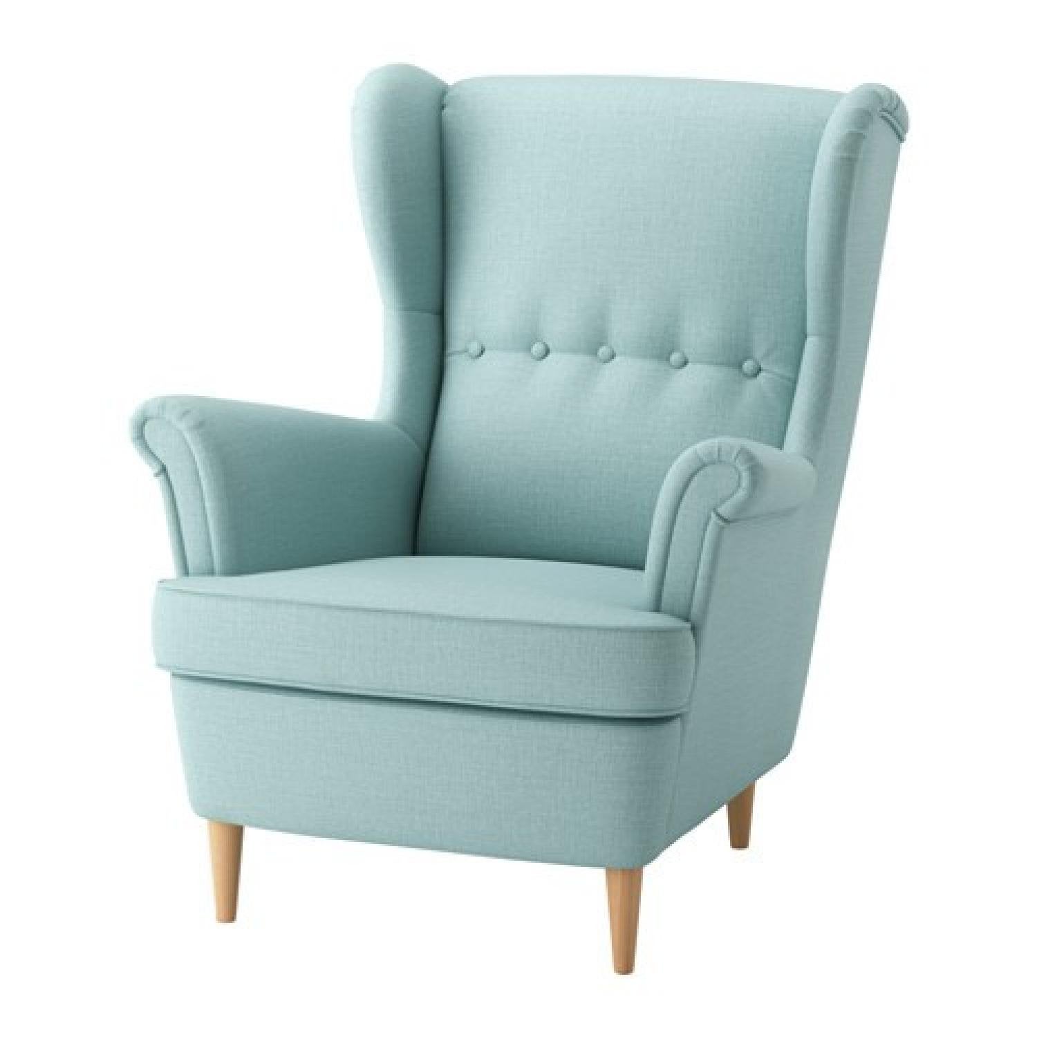 Ikea Strandmon mint kleurig, Huis en Inrichting, Fauteuils, Ophalen, Gebruikt, Stof, 75 tot 100 cm