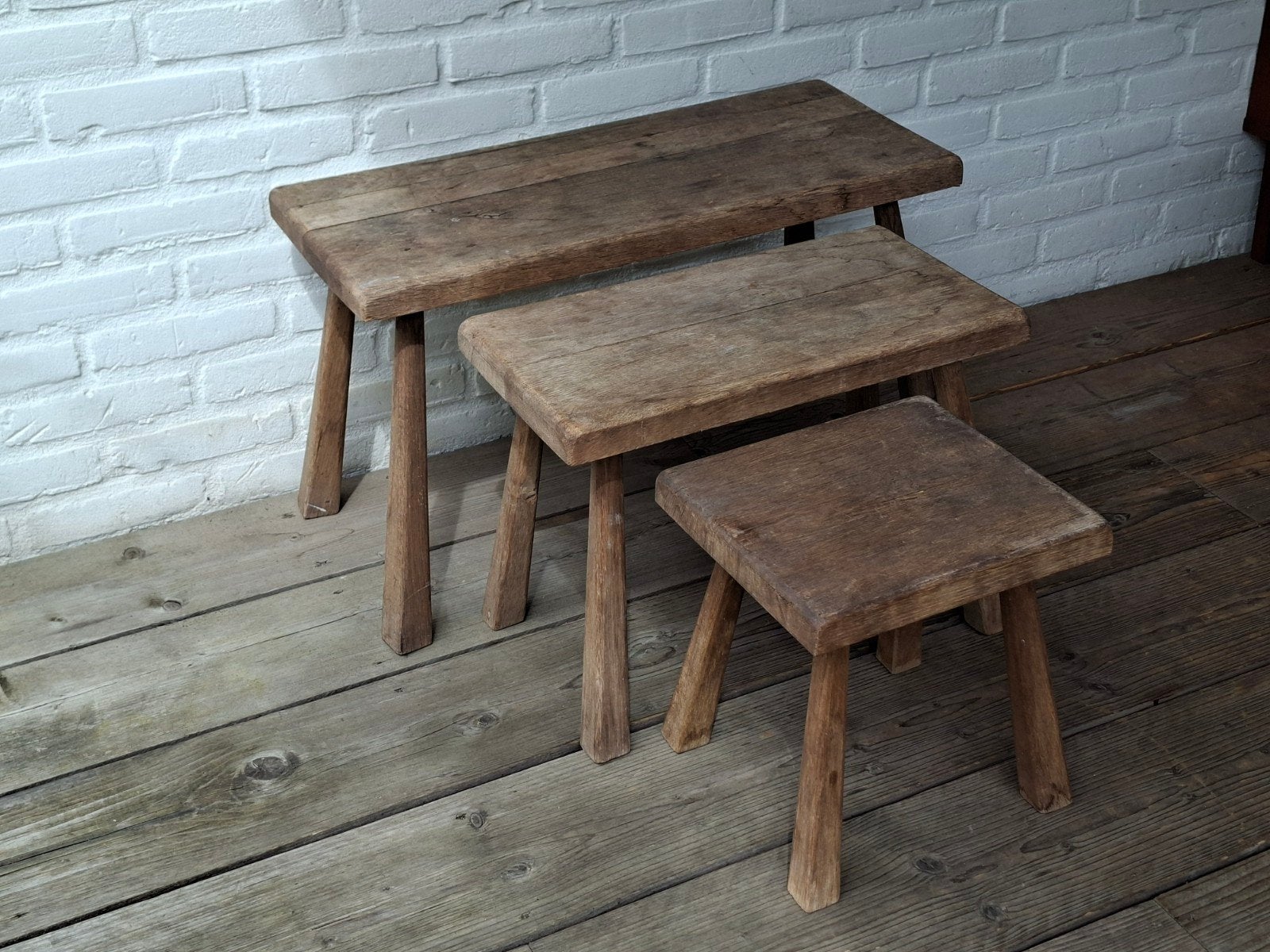 Vintage retro bijzettafeltjes, krukjes Antiek Brocante Oud., Ophalen