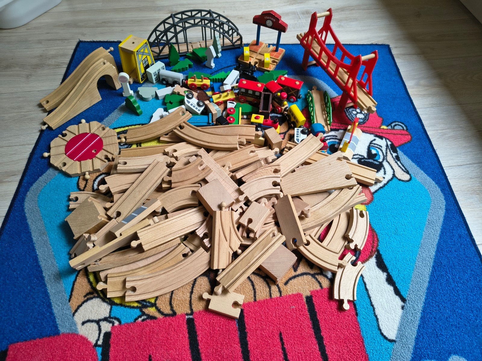 houten treinbaan, Ophalen, Gebruikt
