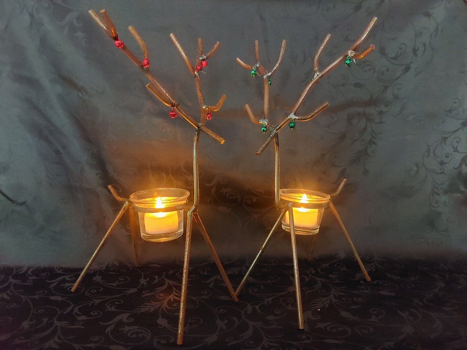 Twee rendieren met lichtje, Ophalen of Verzenden