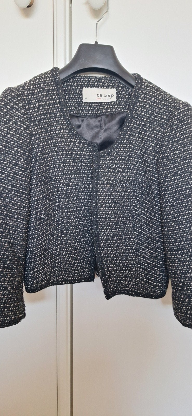 cropped boucle jasje met wol 36, Zwart, Ophalen of Verzenden, Zo goed als nieuw, Jasje