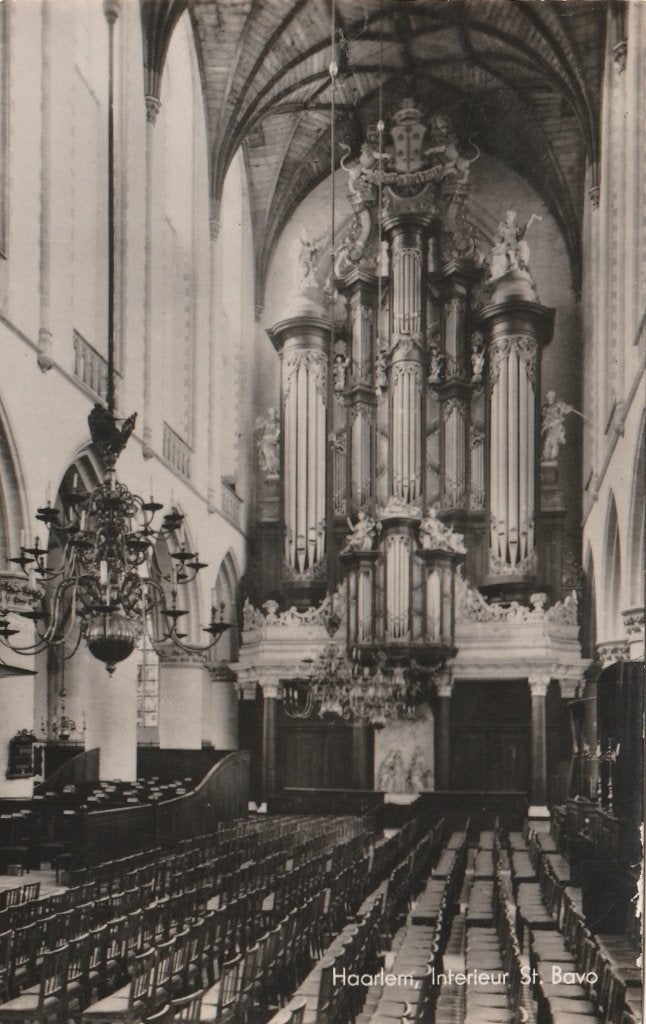 HAARLEM Interieur St. Bavo Kerk 1943, Verzamelen, Ansichtkaarten | Nederland, Verzenden, 1940 tot 1960, Gelopen, Noord-Holland