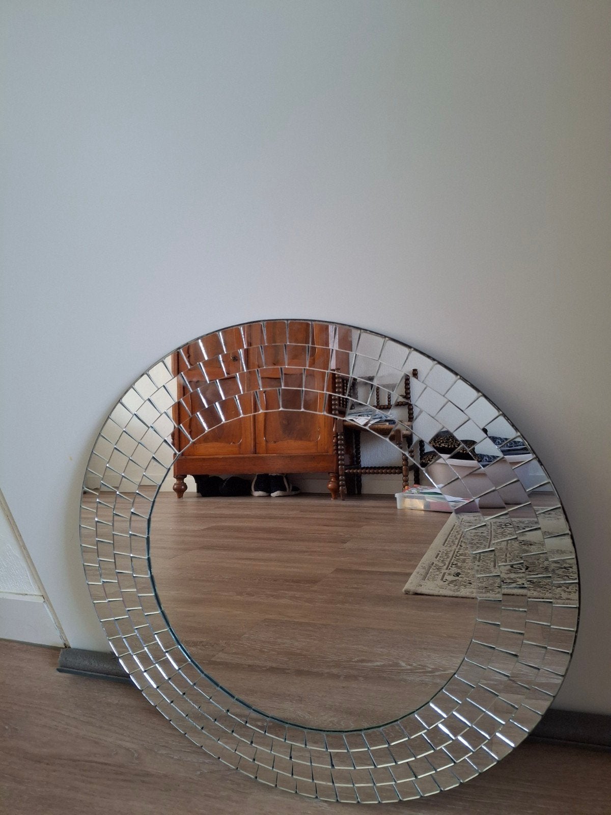 spiegel, Huis en Inrichting, Woonaccessoires | Spiegels, Ophalen, Rond, 50 tot 75 cm, Minder dan 100 cm