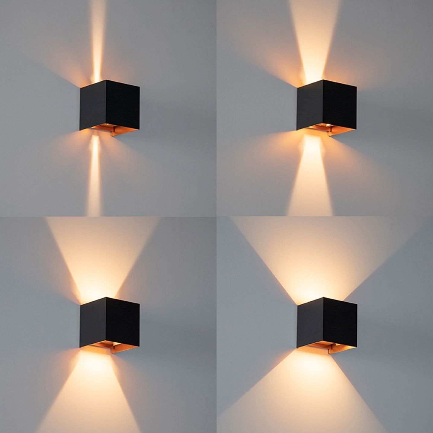 3 Buiten wandlamp zwart/goud incl. LED 2-lichts IP54 (QAZQA), Minder dan 50 watt, Wandlamp, Ophalen of Verzenden, Netvoeding