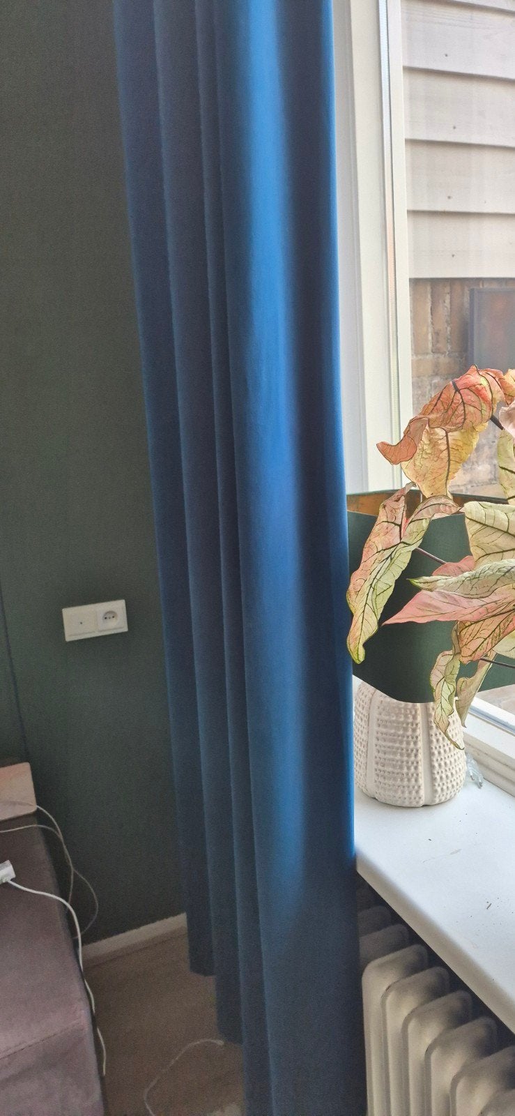 Velours turquoise gordijnen met roedes (Kwantum), Ophalen, Zo goed als nieuw, 200 cm of meer
