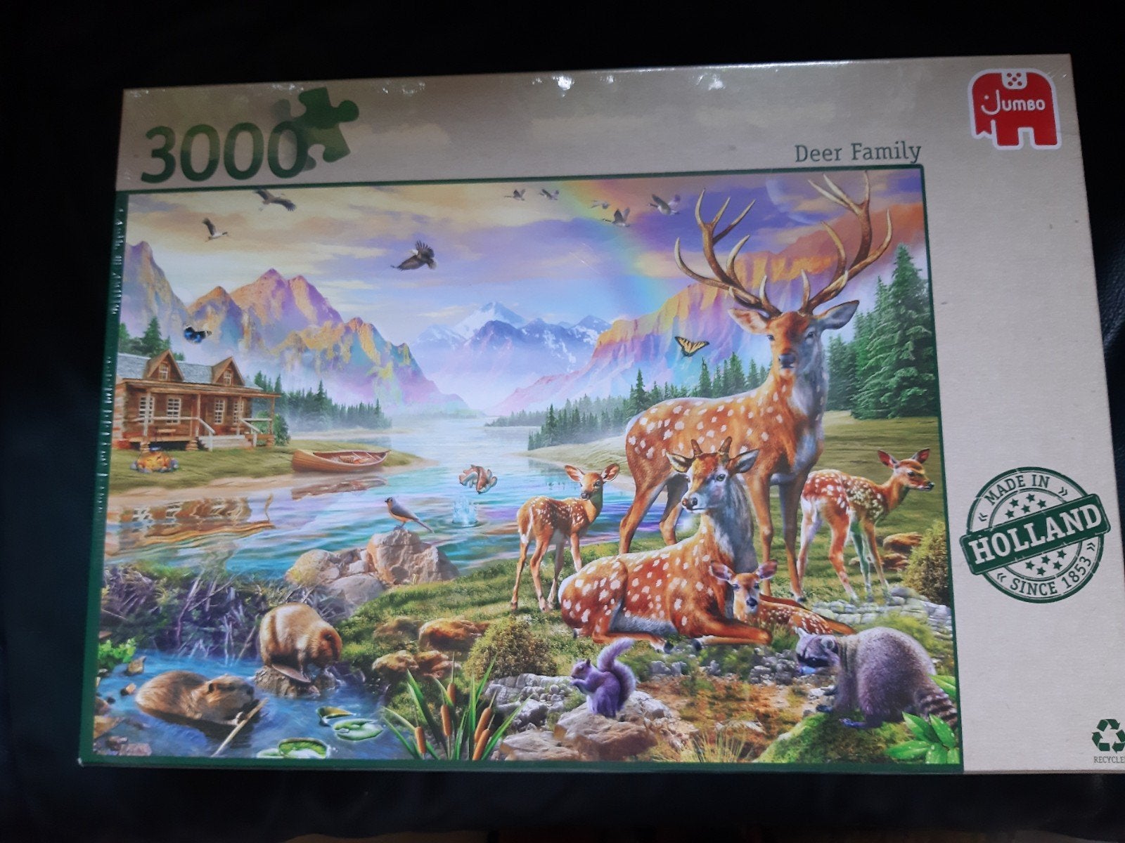 NIEUW Jumbo puzzel "Deer Family" 3000 stukjes, hertenfamilie, Ophalen of Verzenden, Meer dan 1500 stukjes, Nieuw, Legpuzzel