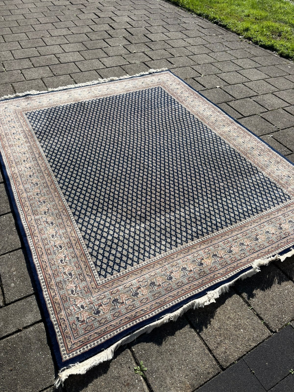 Oosters tapijt India afmeting 2.47 x 2.01, Ophalen, Blauw, 200 cm of meer, Zo goed als nieuw