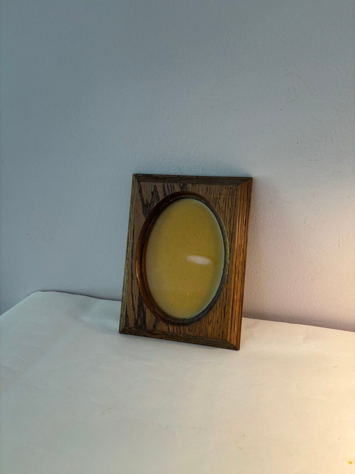 Vintage houten fotolijst ovaal, Audio, Tv en Foto, Fotografie | Fotolijsten, *, Met passe-partout, Gebruikt, Hout