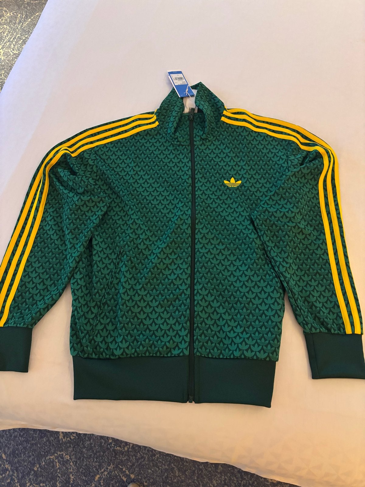Adidas Firebird TT Trainingsjack - Groen/Geel - Maat L, Ophalen, Maat 52/54 (L), Nieuw, Groen