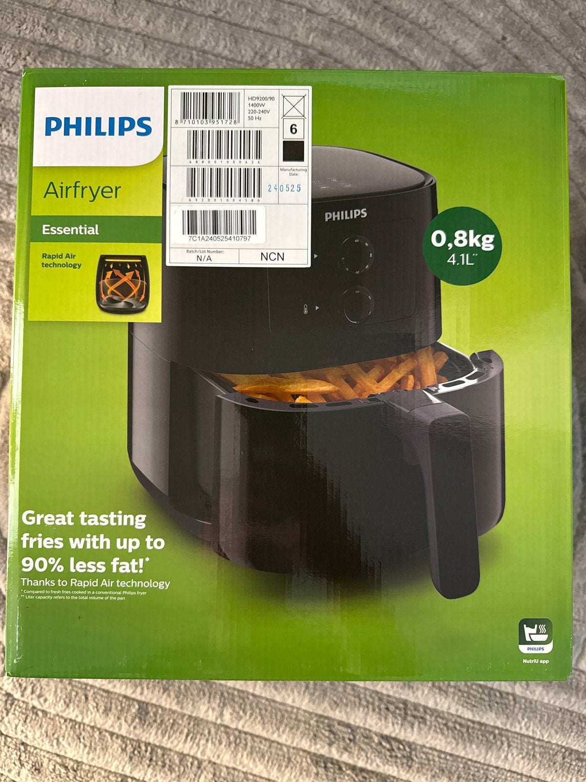 Philips Airfryer Essential HD9200/90 - Nieuw in doos, Ophalen of Verzenden, Nieuw, Airfryer, 750 t/m 999 gram