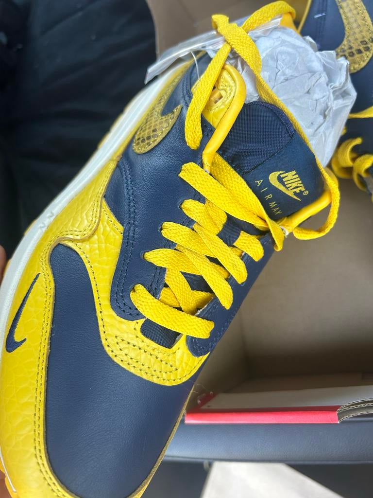 Nike Air Max 1 Premium 'Lemonade' - Geel/Blauw, Ophalen of Verzenden, Nieuw, Geel, Sneakers of Gympen