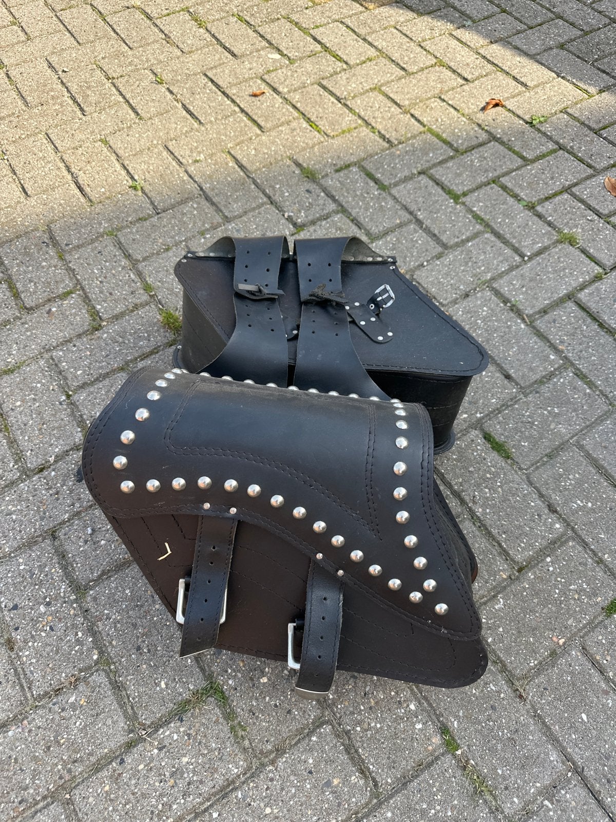 Leren zadeltassen voor motor chopper, Motoren, Ophalen of Verzenden, Gebruikt