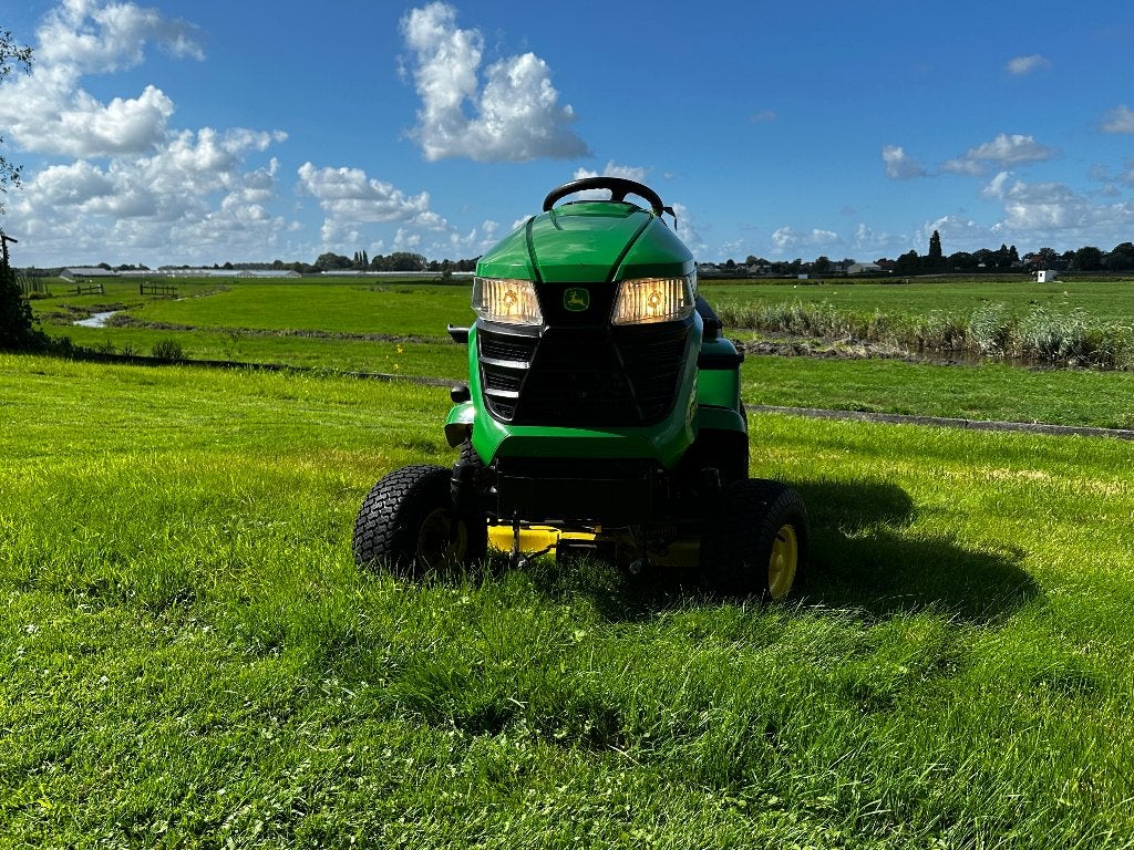 John Deere X305R 107cm dek 16,4 PK Kawasaki VTwin Hydrostaat, John Deere, Ophalen of Verzenden, 90 tot 120 cm, Opvangbak