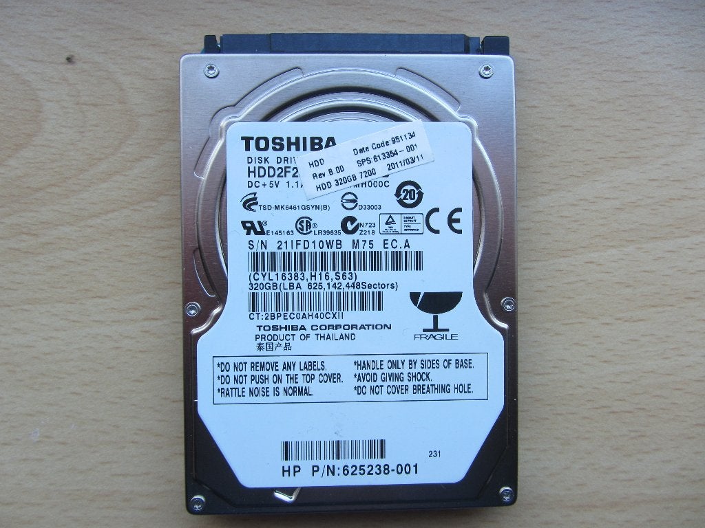 Toshiba 320GB 7200RPM SATA 3Gbps 16MB Cache, Intern, Toshiba, Ophalen of Verzenden, Zo goed als nieuw