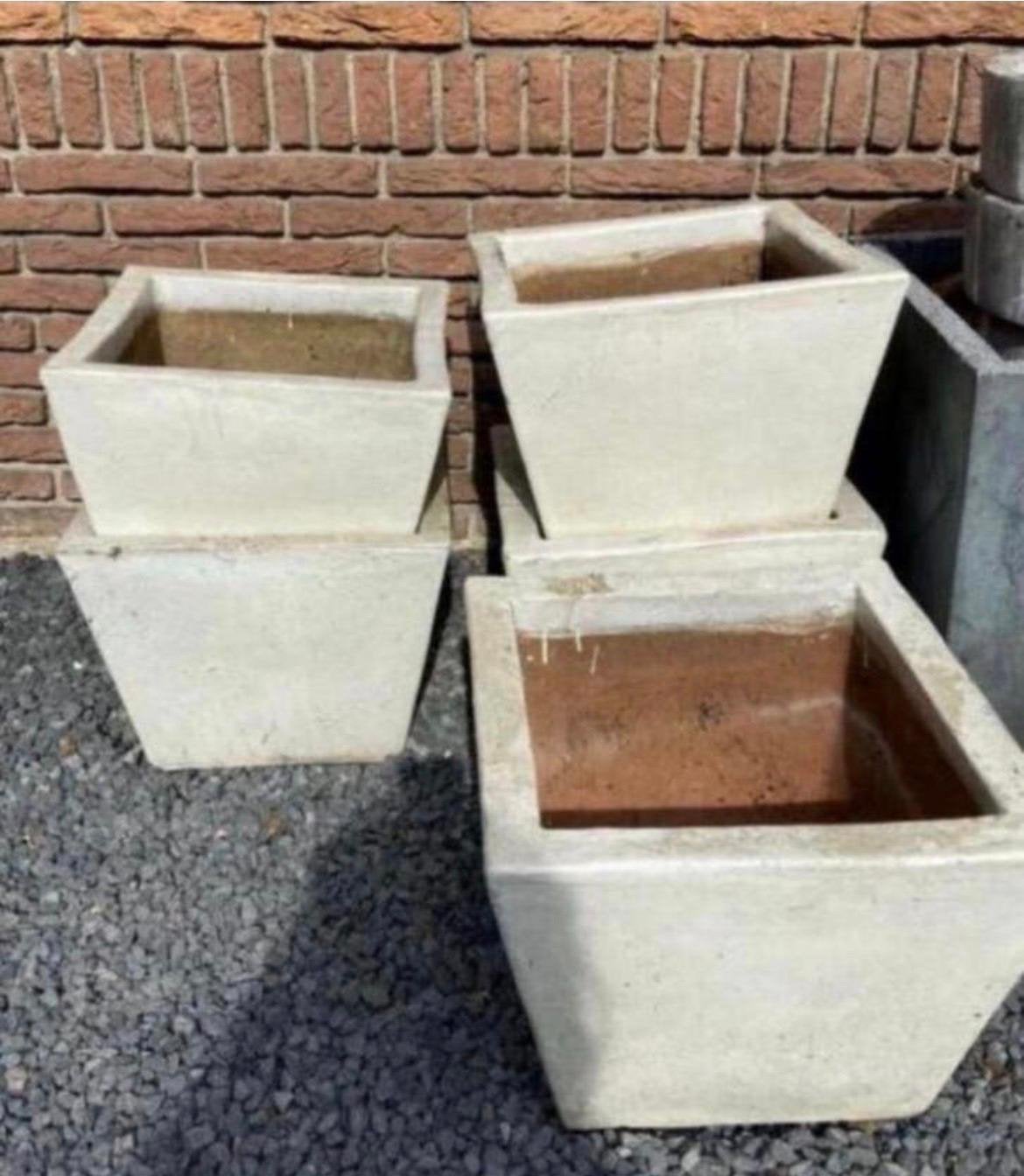 Oude terracotta geglazuurde cascade bloempotten 39,5cm, 25 tot 40 cm, Gebruikt, Ophalen of Verzenden, Minder dan 40 cm