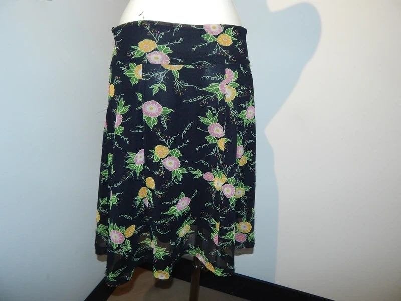 King Louie leuke rok zwart uitlopend in kleuren print L, Maat 38/40 (M), Zo goed als nieuw, Knielengte, King Louie