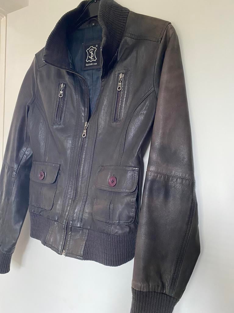 Vintage leren jasje, Ophalen of Verzenden, Gedragen, Maat 36 (S), Zwart