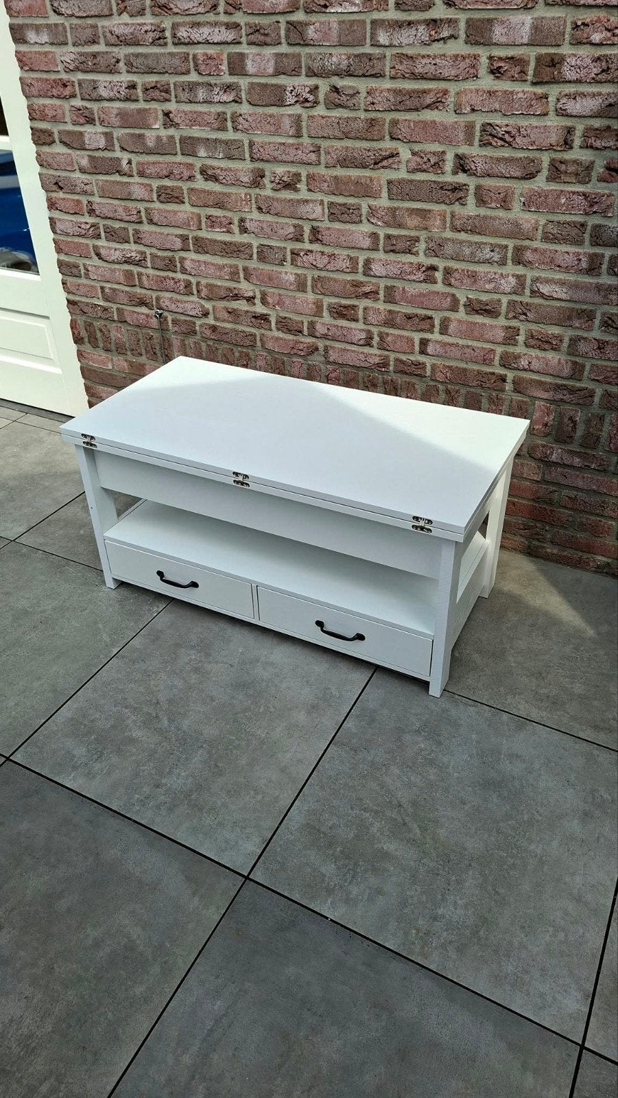 Salontafel Woonkamertafel Uitklapbare Wit Hout 100x50x49,5cm, Huis en Inrichting, Tafels | Salontafels, 50 – 75, 50 tot 100 cm