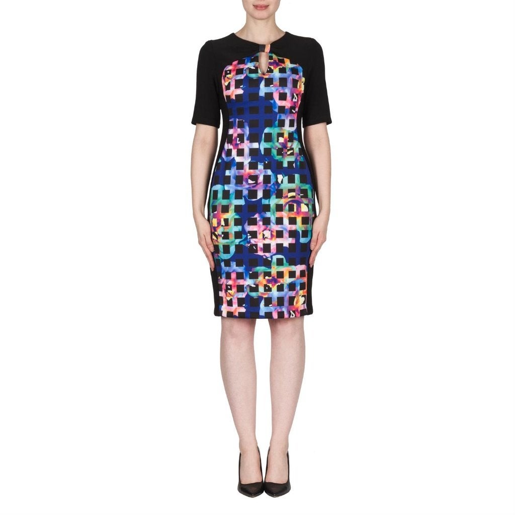 Joseph Ribkoff elegante chique gekleurde stretch jurk 36