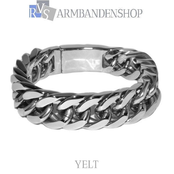 Rvs staal zilver heren of dames uni-sex stoere armband "Yelt, Ophalen of Verzenden, Nieuw, Zilver, Staal