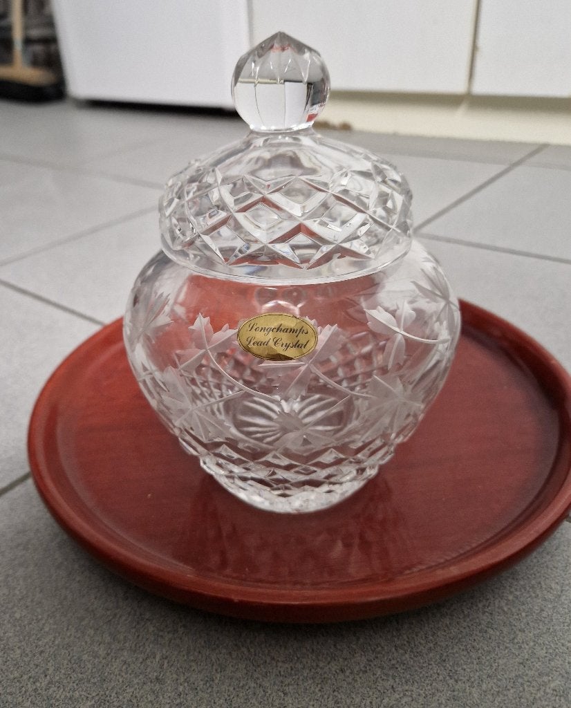 vintage  kristallen bonbonniere/ snoeppot  longchamps, Ophalen