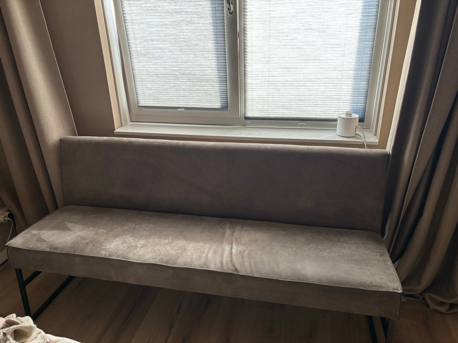 Comfortabele eetkamerbank - 180cm grijs/bruin, Ophalen, Gebruikt, Minder dan 75 cm, 150 tot 200 cm