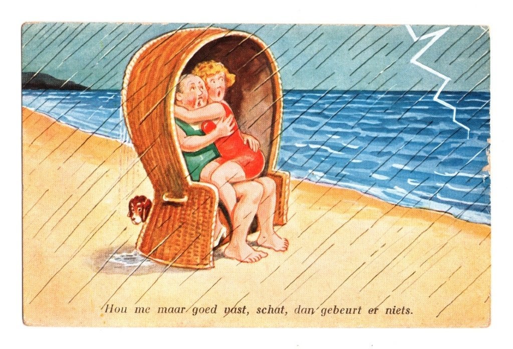 Antieke Ansichtkaart 'Hou me maar goed vast' Gelopen 1915, Ophalen of Verzenden, Voor 1920, Gelopen