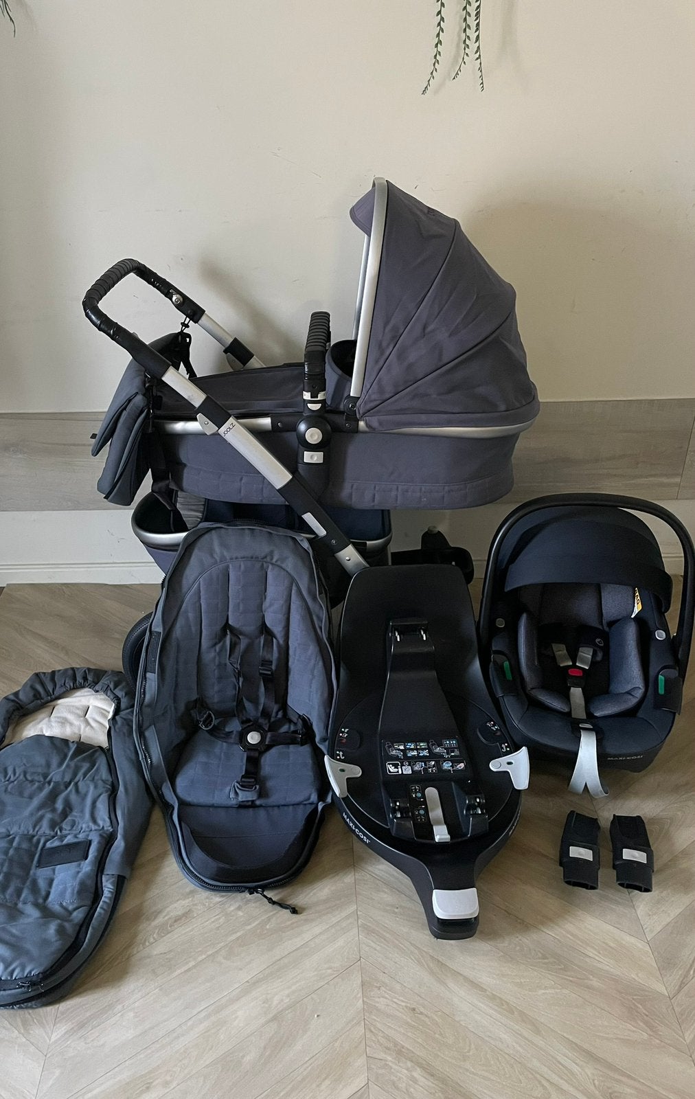 Joolz Geo 3-in-1 blauw/grijs/zwart + 360 maxicosi + base, Ophalen, Zo goed als nieuw, Overige merken