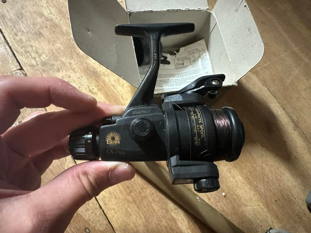 Vintage Daiwa GS755 vismolen, Ophalen of Verzenden, Zo goed als nieuw, Molen