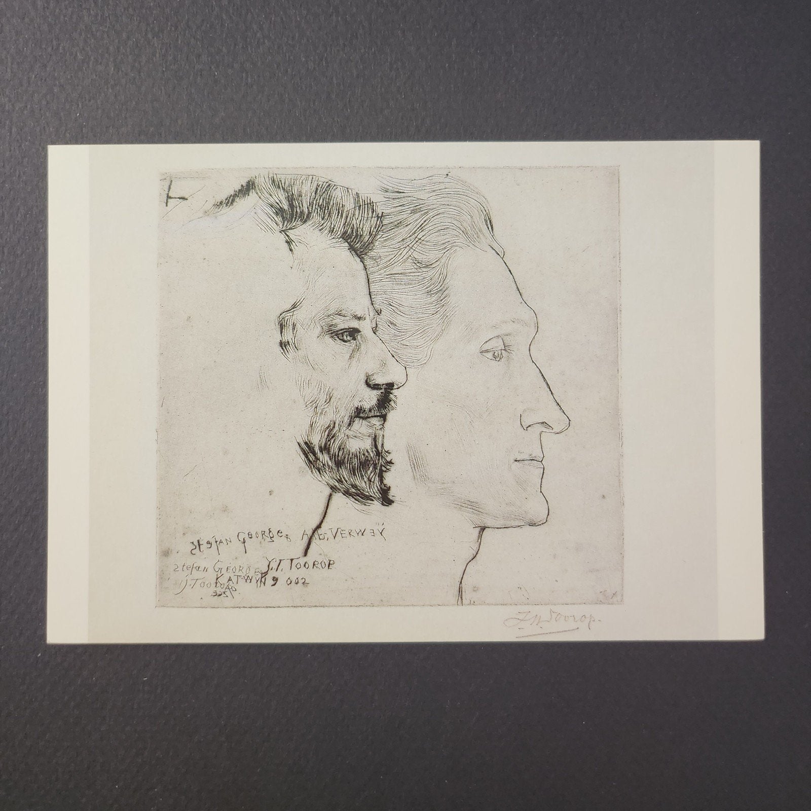 Kunstkaart Jan Toorop Portret van Stefan George en Albert, Verzenden, 1980 tot heden, Ongelopen, Cultuur en Media
