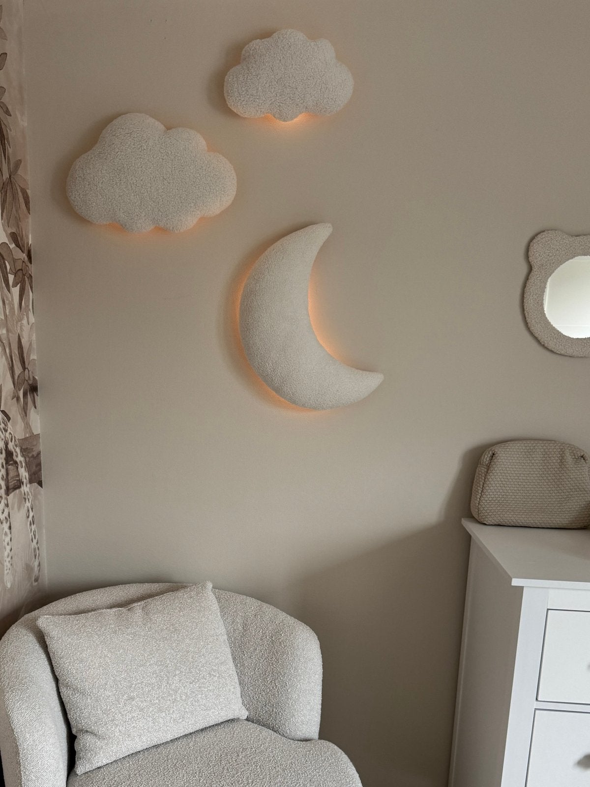 Teddy wandlamp wolkenlampjes en maanlamp, Overige merken, Nieuw, Ophalen of Verzenden, Wit