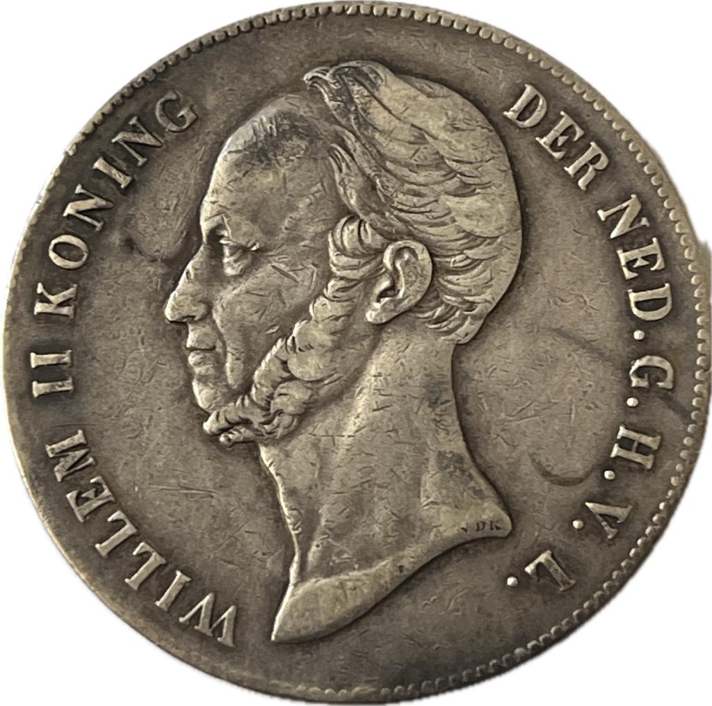 Nederland 1847 Willem II rijksdaalder, Postzegels en Munten, Munten | Nederland, Verzenden, Zilver, Losse munt, 2½ gulden