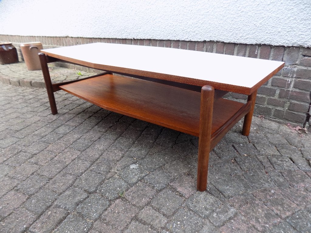 Salontafel mid century teak retro vintage omkeerbaar blad, Ophalen of Verzenden, Gebruikt, Hout