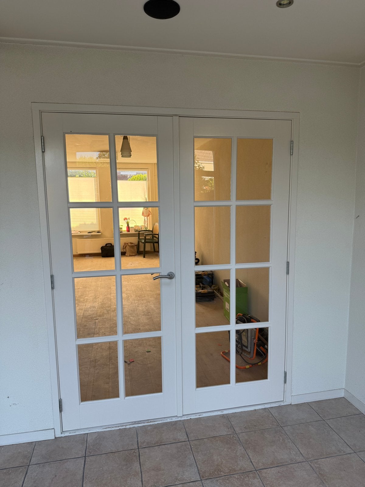 Binnendeur zonder kozijn, dubbele deur met glas, Ophalen, Gebruikt, 120 cm of meer, Binnendeur