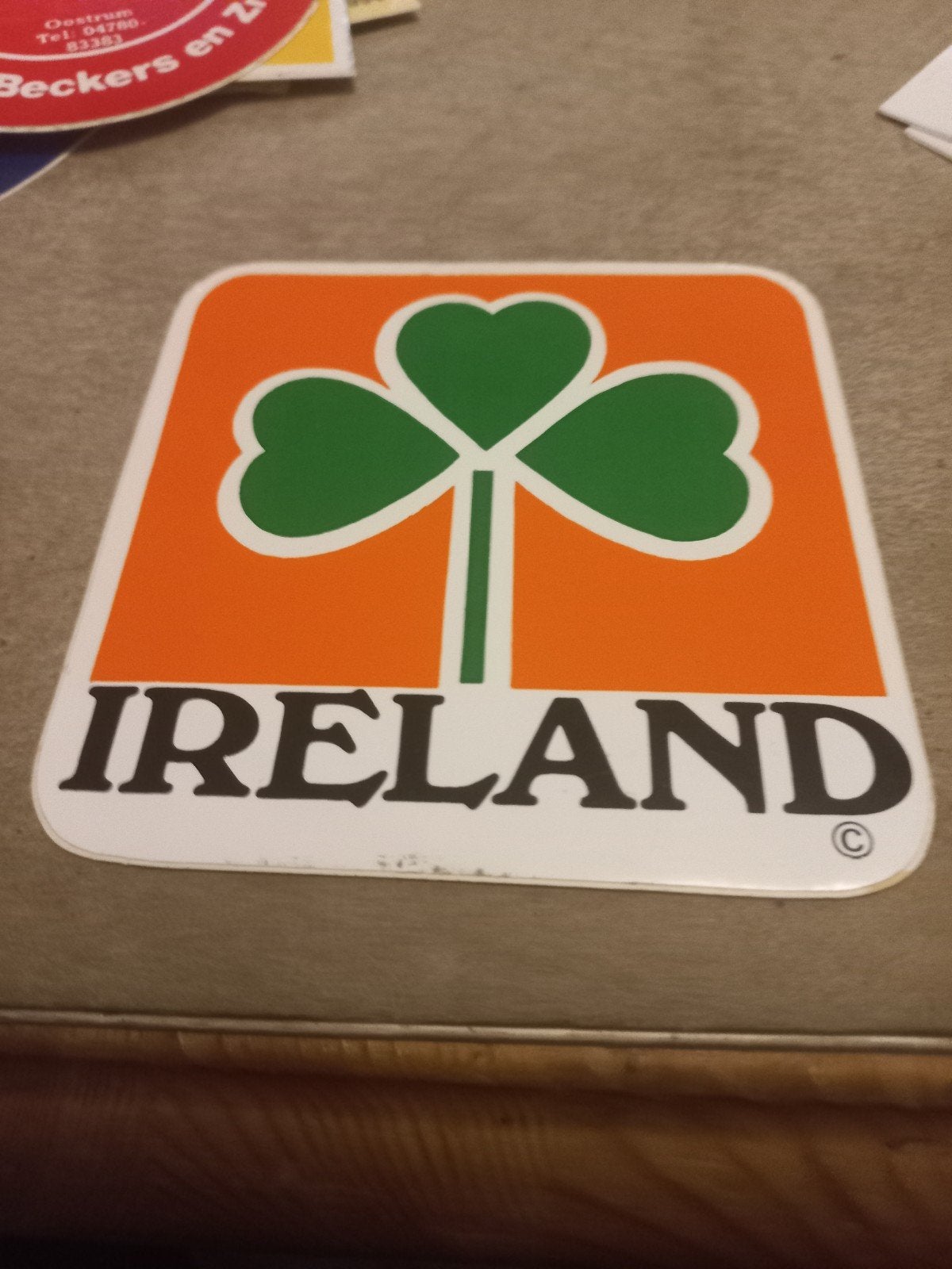 Vintage Ierland Klavertje dri Sticker, Ophalen of Verzenden