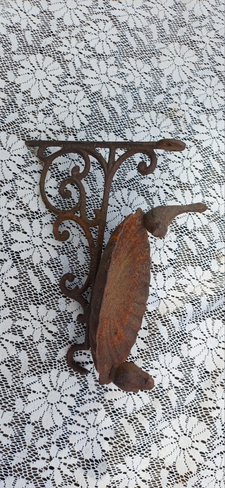 Antieke gietijzeren vogel voederbak met decoratie, Ophalen of Verzenden